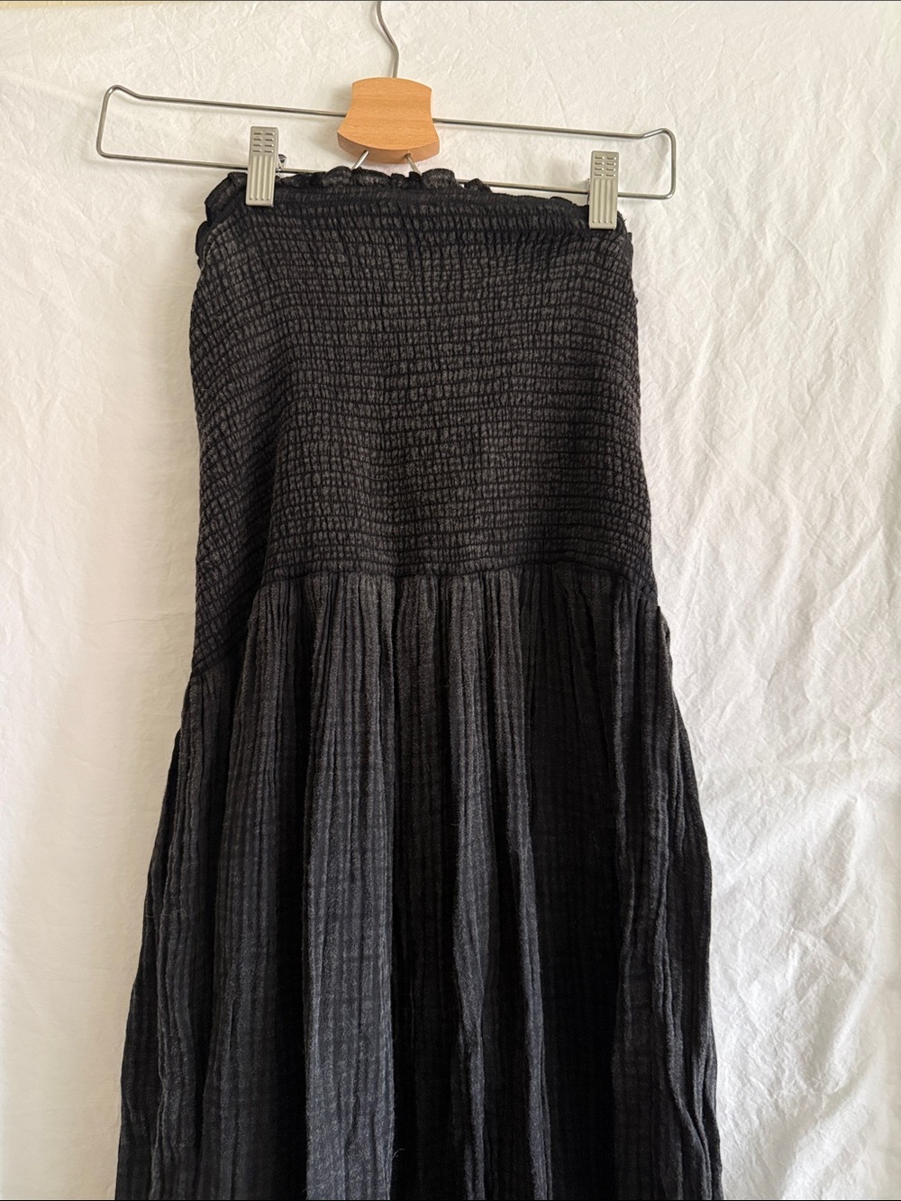 Anthropologie  Black Smocked Maxi Dress